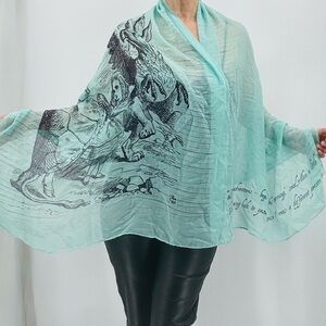 Alice In Wonderland Lewis Carroll Through The Looking Glass Novelty Print Scarf